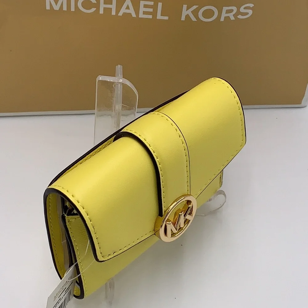 NWT MICHAEL KORS CARMEN MEDIUM FLAP BIFOLD WALLET SUNSHINE COLOR